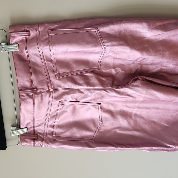 House of Harlow 1960 Pink Metallic Faux Leather Pants Women's Size 6 - Picture 7 of 9